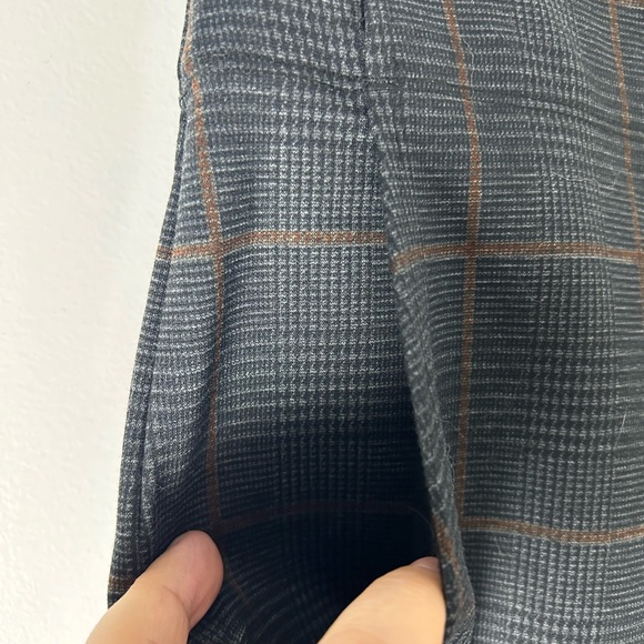 Max Studio Ankle Length Charcoal/Camel Plaid Pants Size L - Picture 2 of 6
